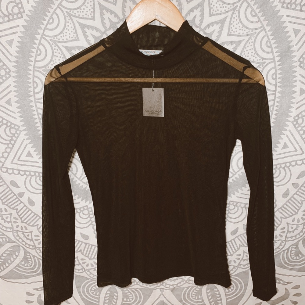 Black sheer long sleeve blouse